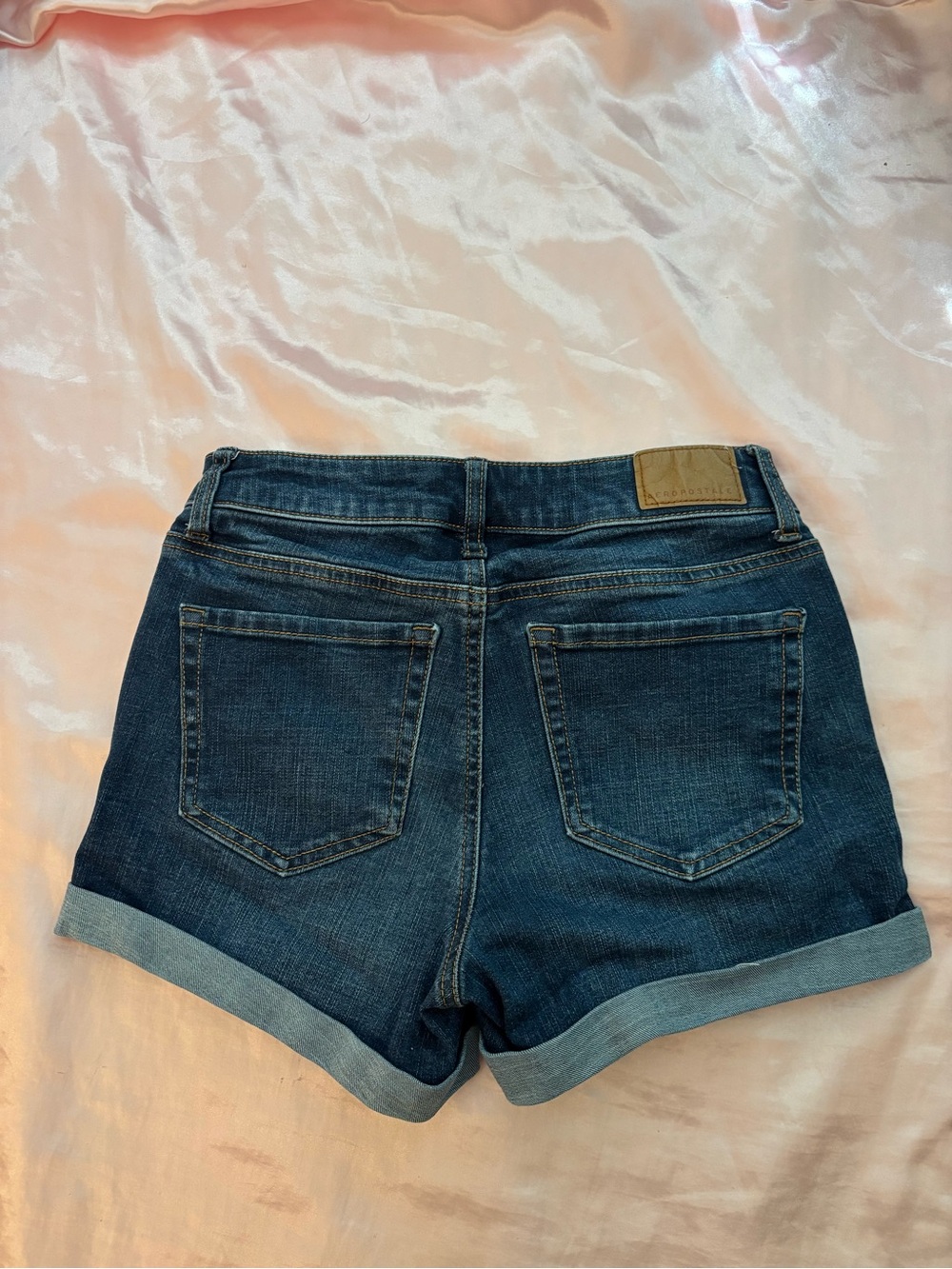 Aeropostale Women's Dark Blue Rolled Cuff Denim Shorts - Picture 2 of 5